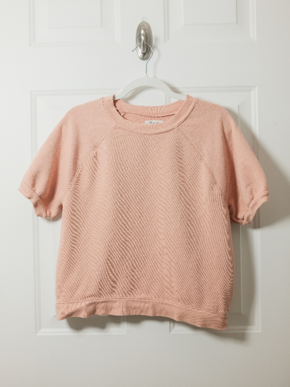 Madewell Sweatshirt Womens Small Peach Short Sleeve Crewneck Pullover